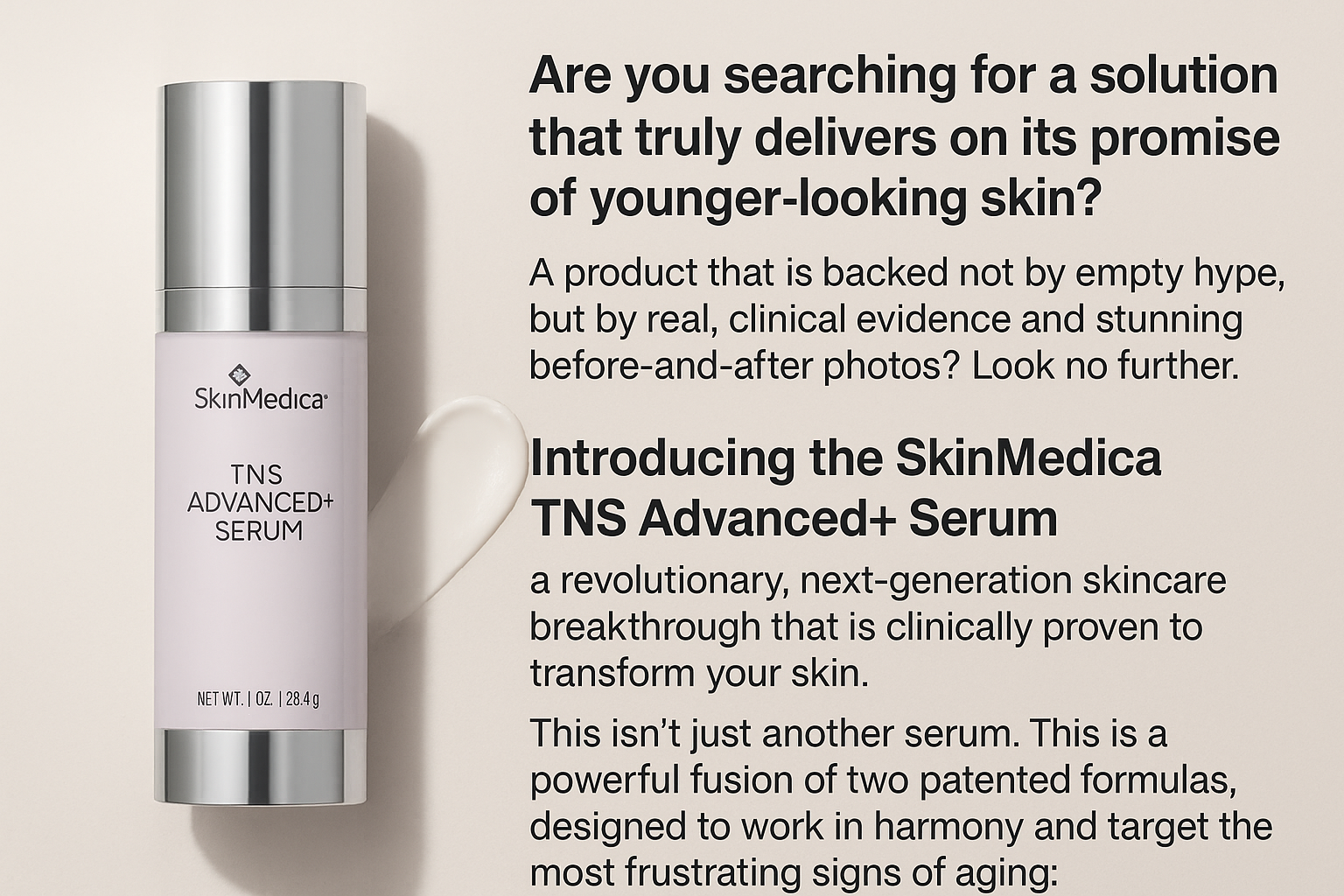 Skin Medica TNS Advanced+ Serum – Age-Defying Face Serum for Women | Premium Skincare to Reduce Wrinkles & Fine Lines, Reveal Flawless Glowing Skin – 1 Oz